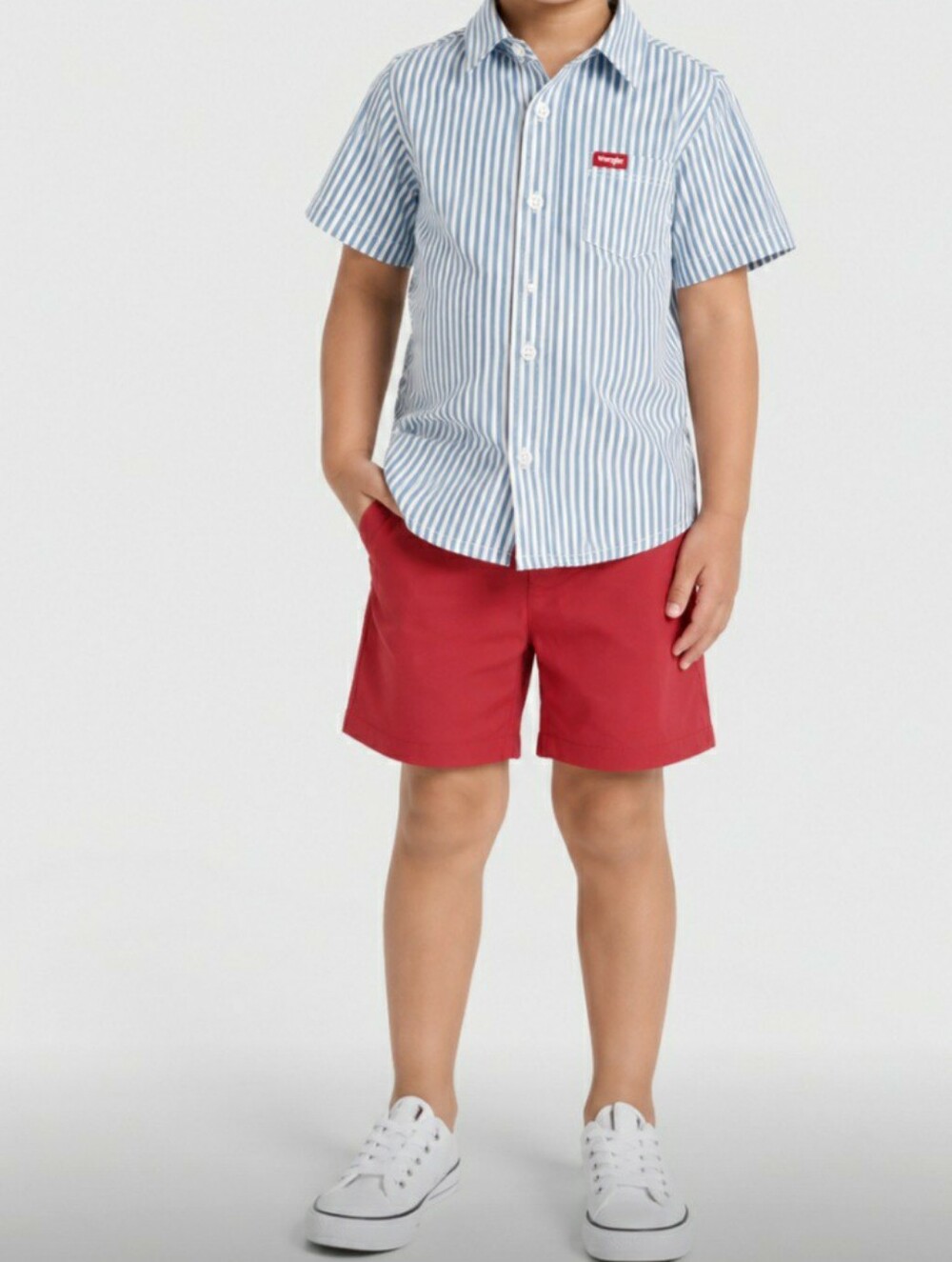 Wrangler Blue & White Stripe Button Down Shirt and Shorts set 4T